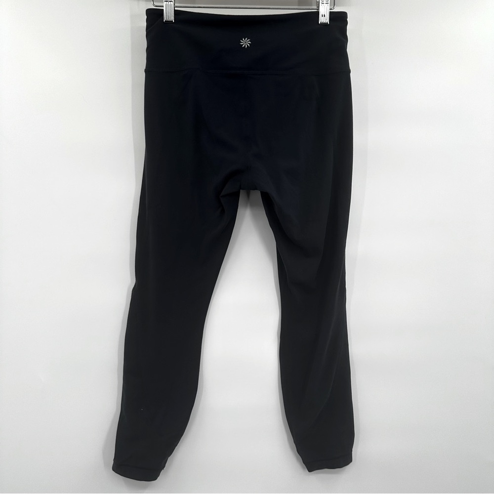 Athleta Leggings Womens Size Medium Solid Navy Blue Mid Rise Wide Band Ankle‎